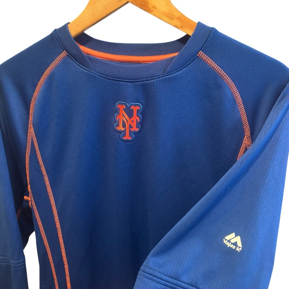 New York Mets Majestic Blue Thermal Base Pullover Long Sleeve Top Size Small - Picture 5 of 15